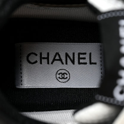 Chanel Mesh Suede Calfskin Grained Calfskin Womens CC Sneakers 41 White Black 8 of 9