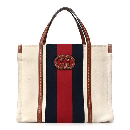 Gucci Canvas Web Medium Interlocking G Tote Bag White 1 of 10