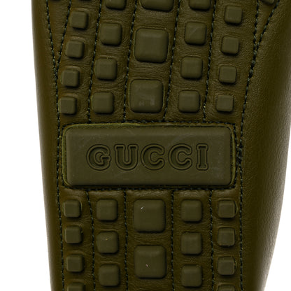 Gucci Soft Clove Calfskin Monochrome Mens Interlocking G Driver Loafers 11 Juniper Green 6 of 10