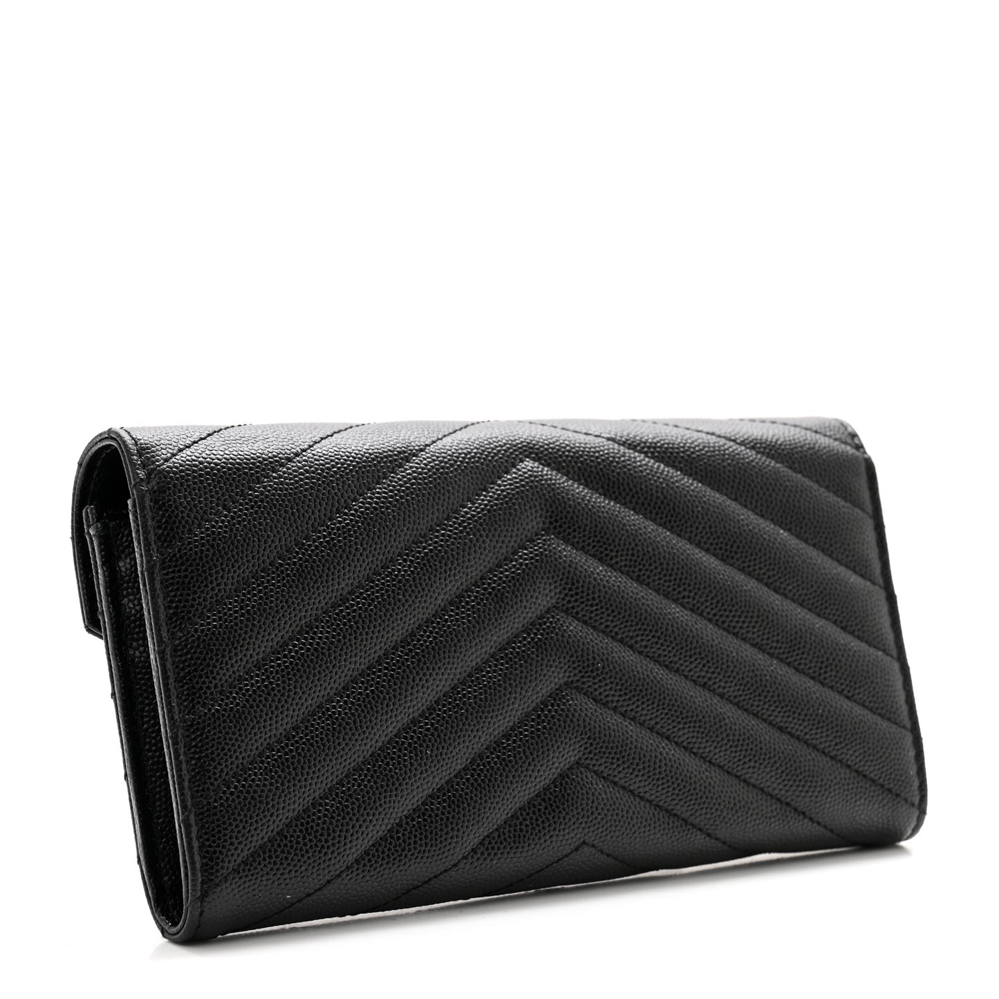 Grain De Poudre Matelasse Chevron Monogram Flap Wallet Black