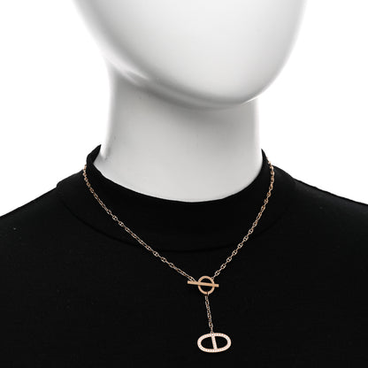 Hermes 18K Rose Gold Diamond GM Chaine D'Ancre Contour Pendant Necklace SH 2 of 5