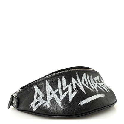 Balenciaga Agneau Arena Graffiti All Over XS Souvenir Belt Bag Black White 4 of 9