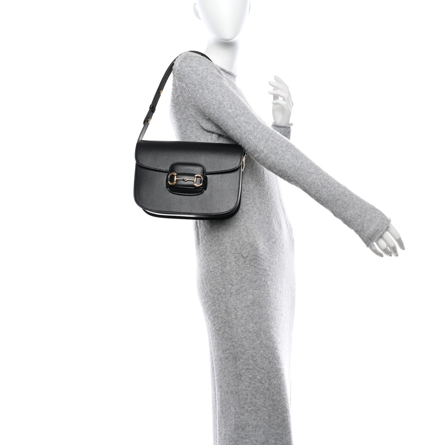 Gucci Azalea Calfskin Horsebit 1955 Shoulder Bag Black 2 of 11