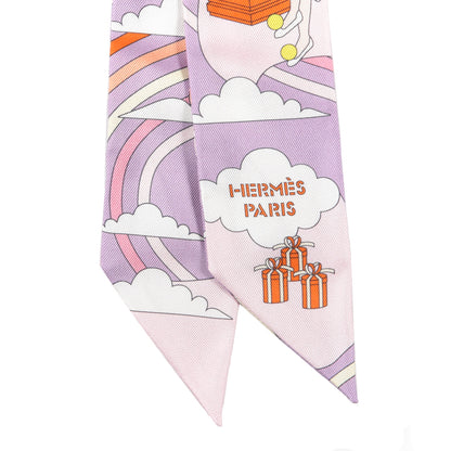 Hermes Silk Carres Volants Twilly Lilas Rose Pale Or 2 of 4