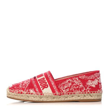 Christian Dior Embroidered Toile De Jouy Granville Espadrille 35 Raspberry 1 of 9