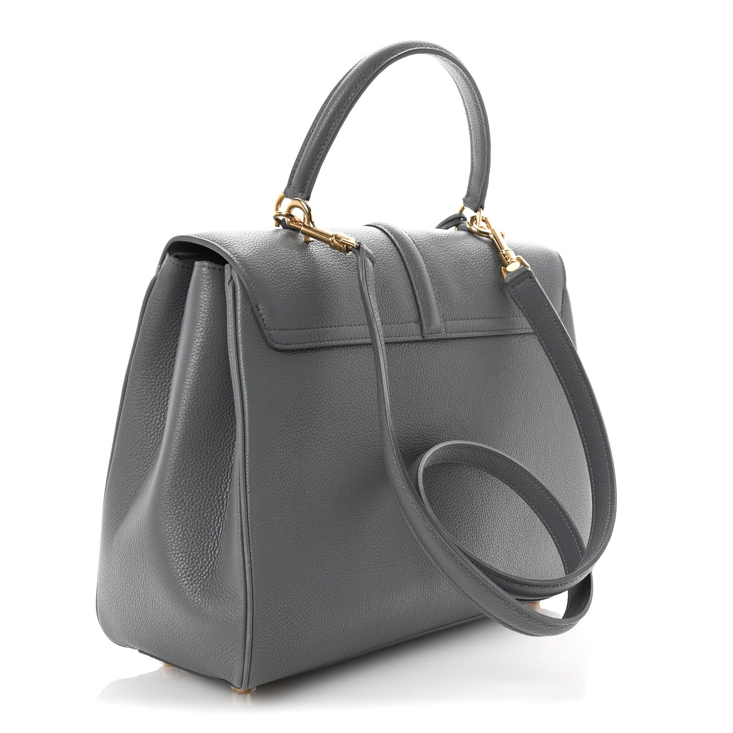 Celine Grained Calfskin Medium 16 Top Handle Bag Grey 3 of 11