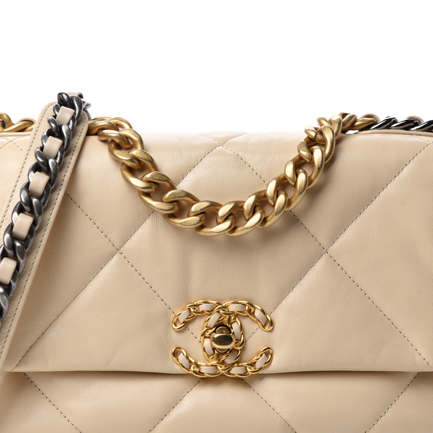 Chanel Lambskin Quilted Medium 19 Flap Light Beige 10 of 11