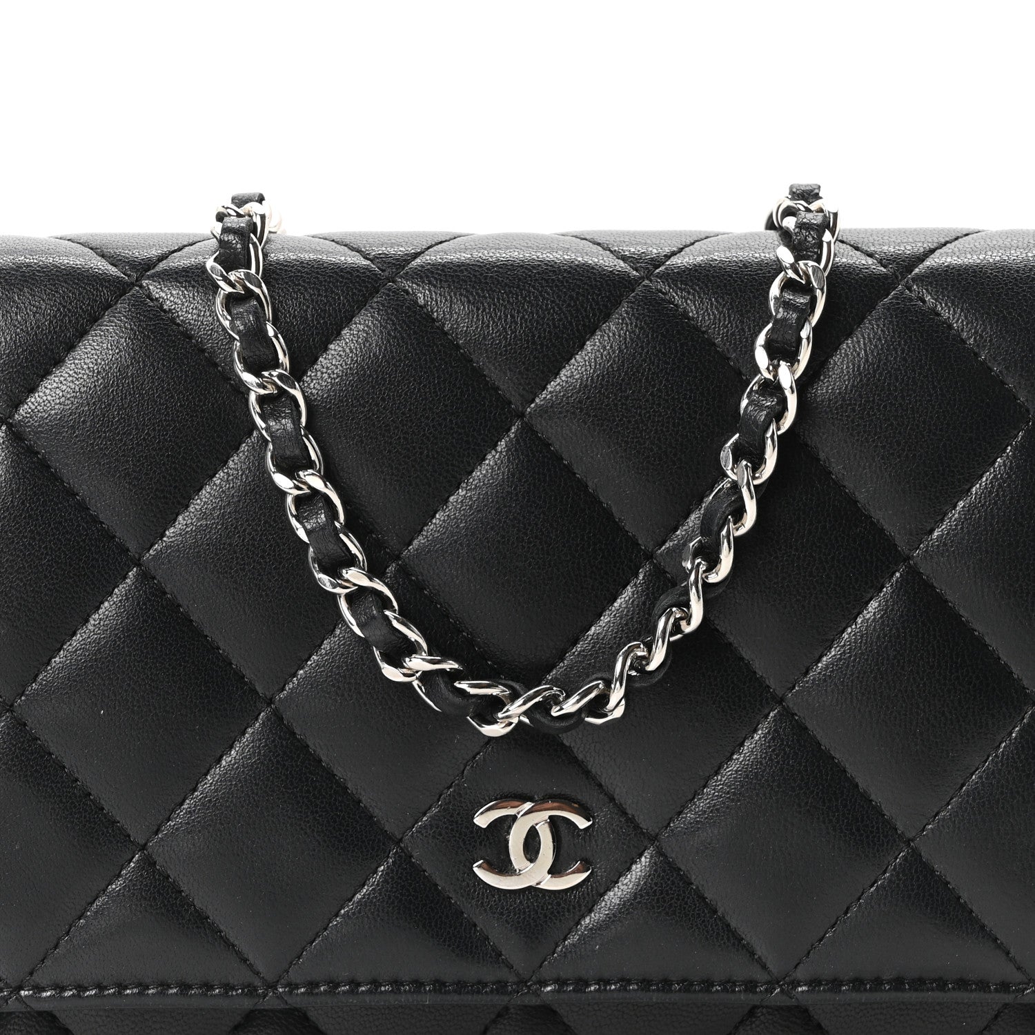 Chanel Lambskin Quilted Wallet On Chain WOC Black 8 of 11
