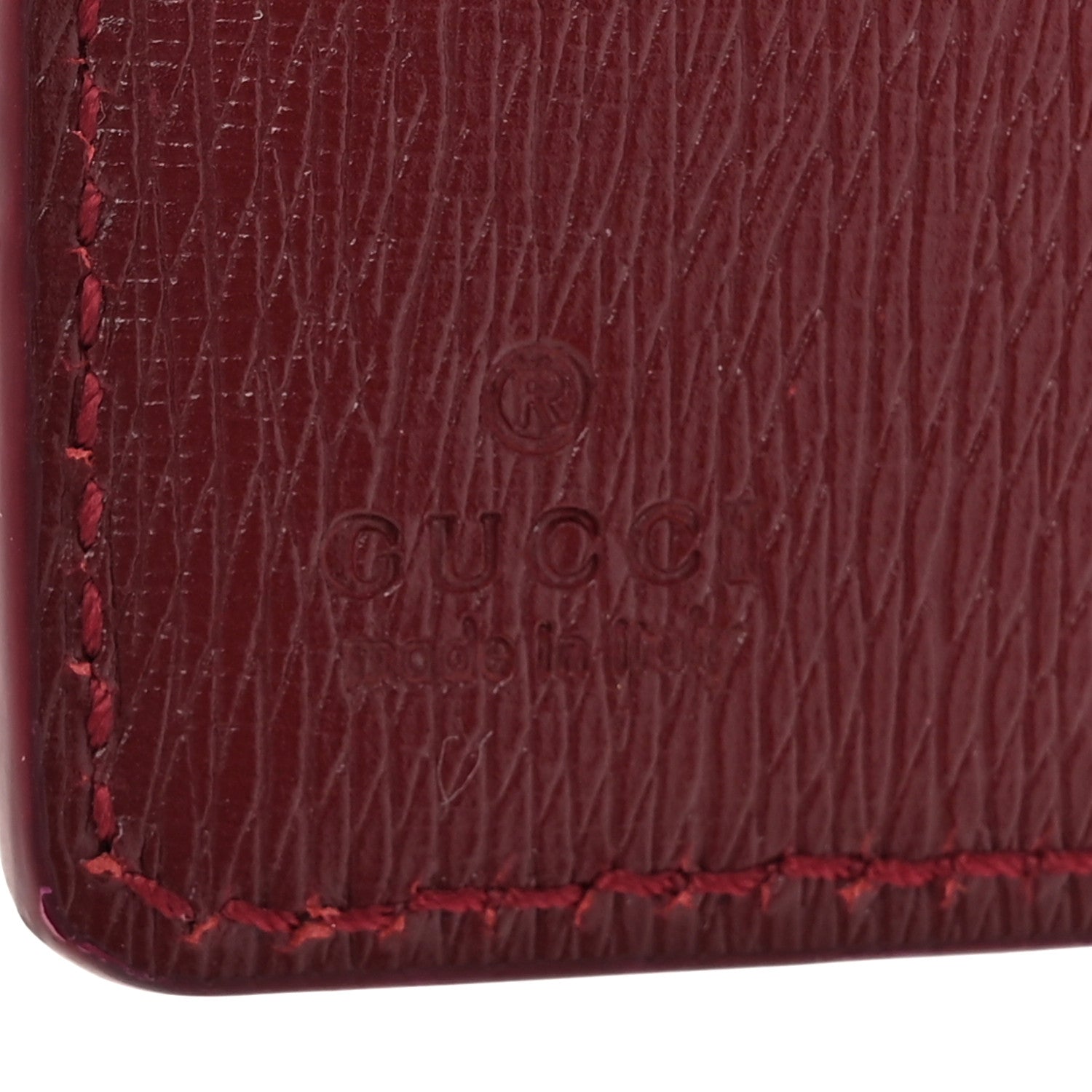 Gucci Calfskin Script Card Case Wallet Rosso Ancora Red 8 of 14