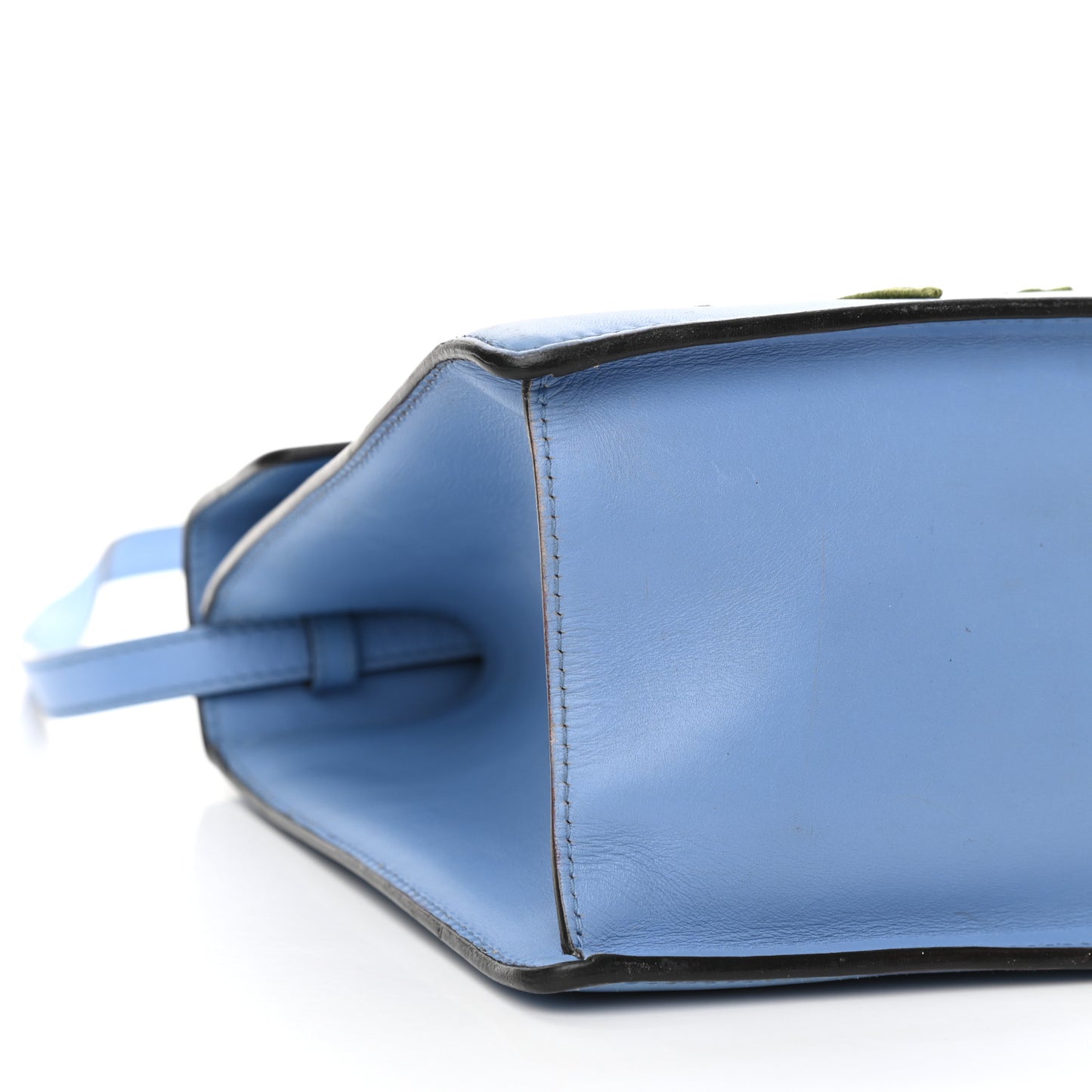 Calfskin Embroidered Medium Sylvie Top Handle Bag Clear Sky Blue