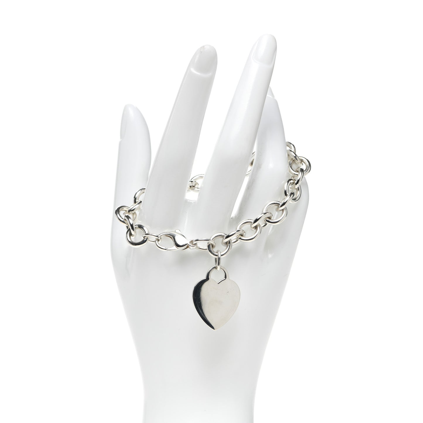 Sterling Silver Heart Tag Charm Bracelet
