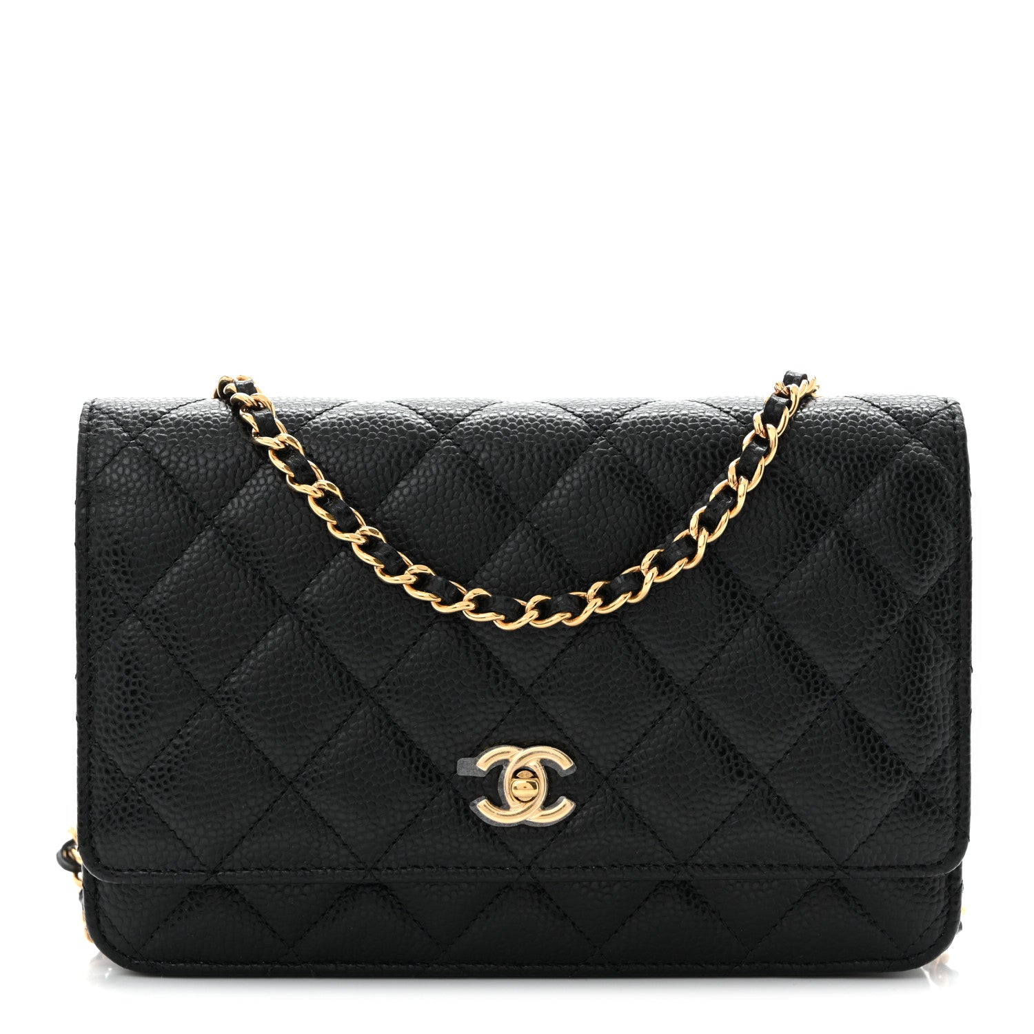 Chanel Caviar Quilted CC Turnlock Wallet On Chain WOC Black 1 of 12