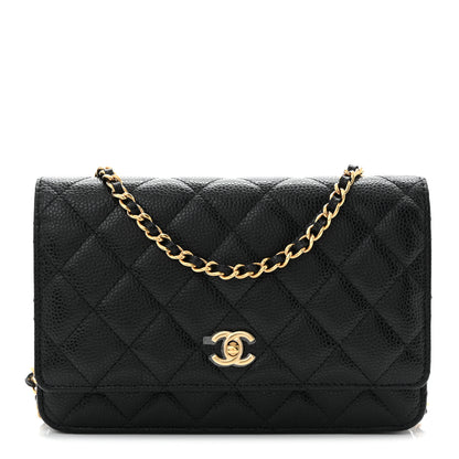 Chanel Caviar Quilted CC Turnlock Wallet On Chain WOC Black 1 of 12