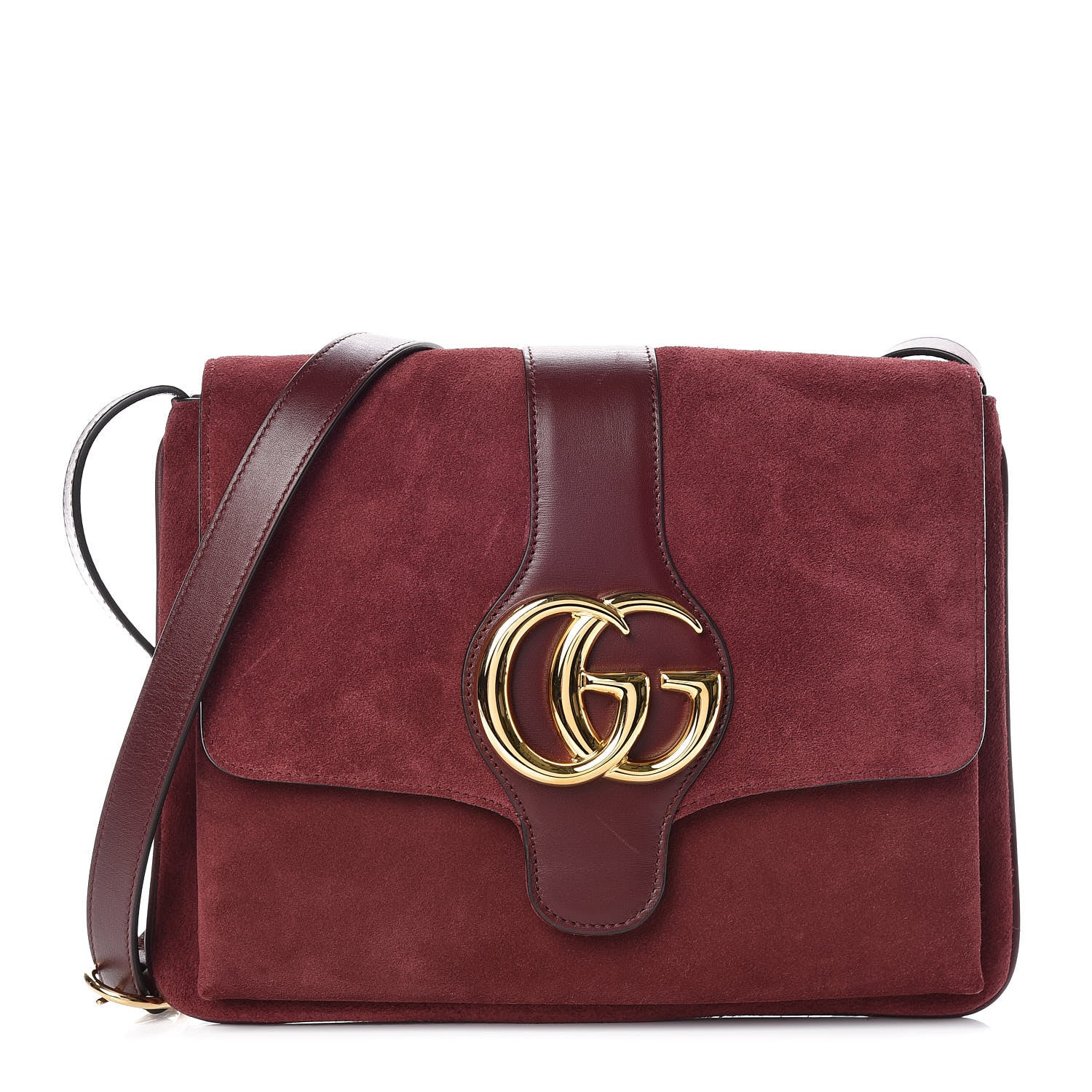 Gucci Suede Medium Arli Flap Shoulder Bag Vintage Bordeaux 1 of 16