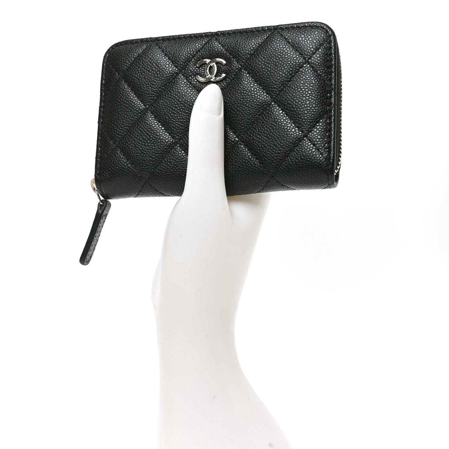 Caviar Quilted Zip Coin Purse Black