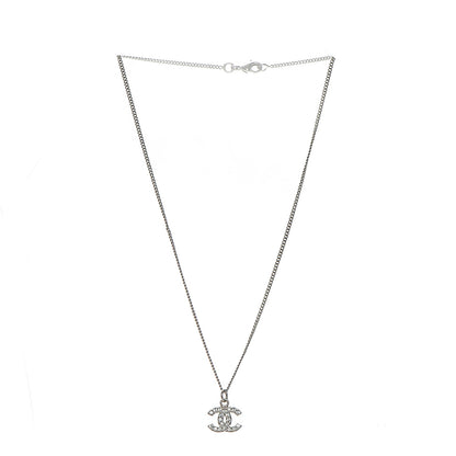 Chanel Crystal Timeless CC Necklace Silver 4 of 5