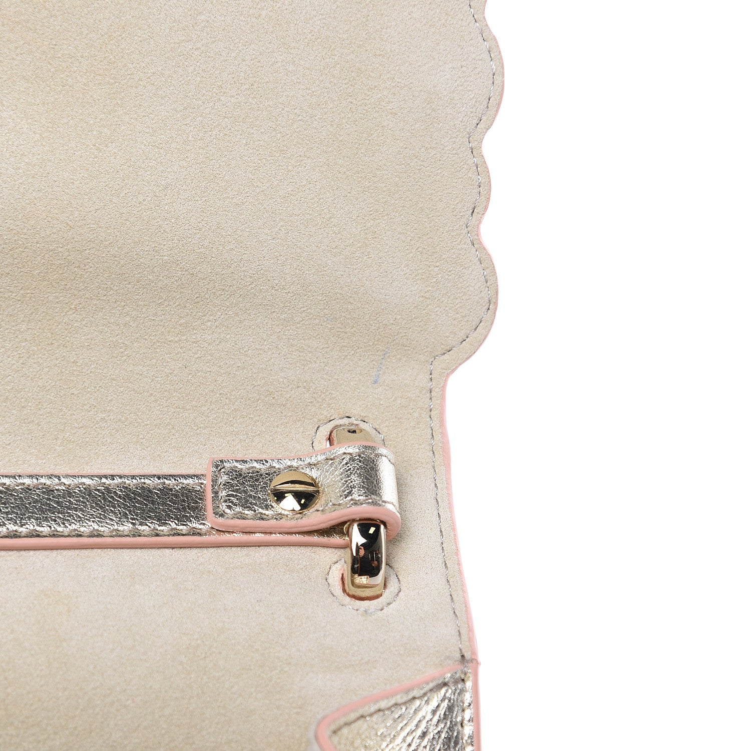 Fendi Vitello Catalan Mirror Scalloped Multi Studded Small Kan I Shoulder Bag Champagne 11 of 11