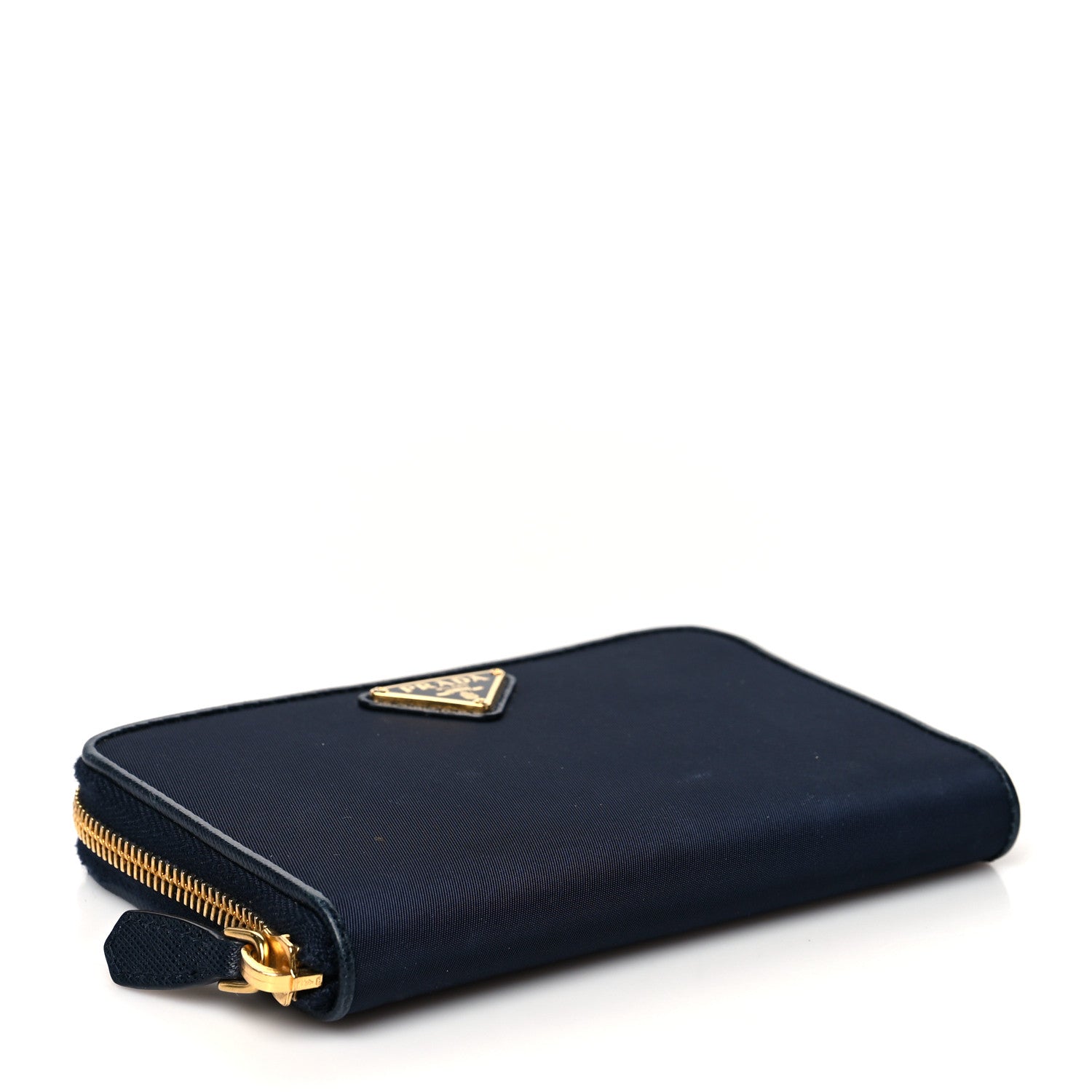 Prada Tessuto Nylon Metal Zip Around Wallet Bleu 4 of 12