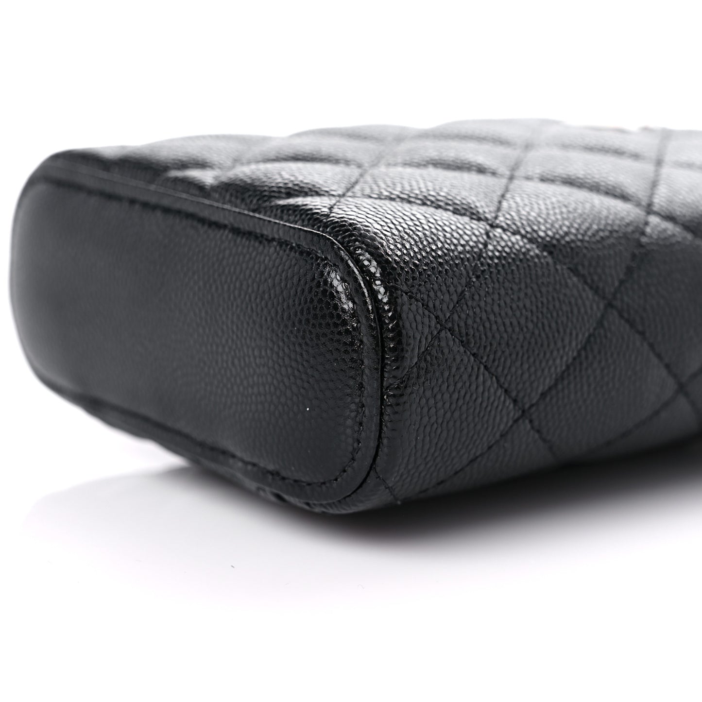 Caviar Quilted Small Vertical Coco Beauty Vanity Case With Chain Black
