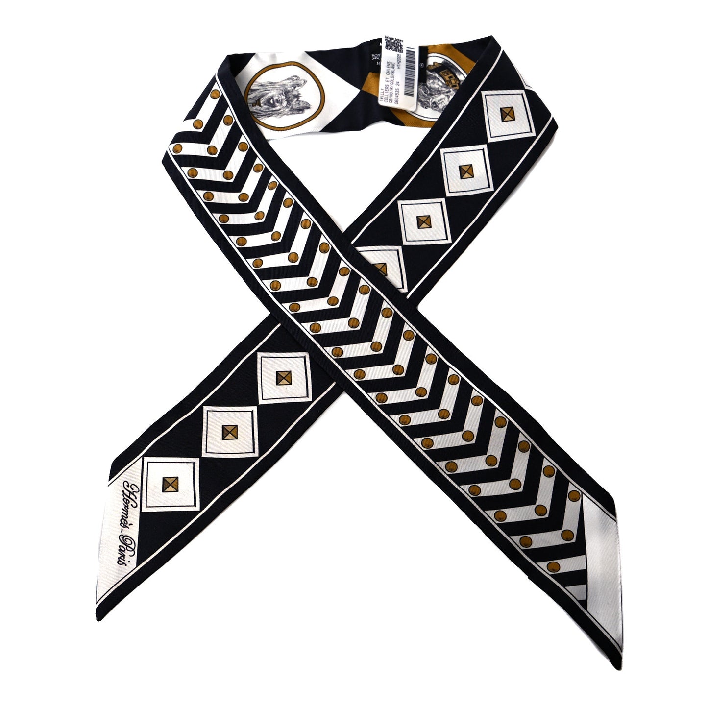 Silk Colliers Et Chiens Twilly Black Gold White