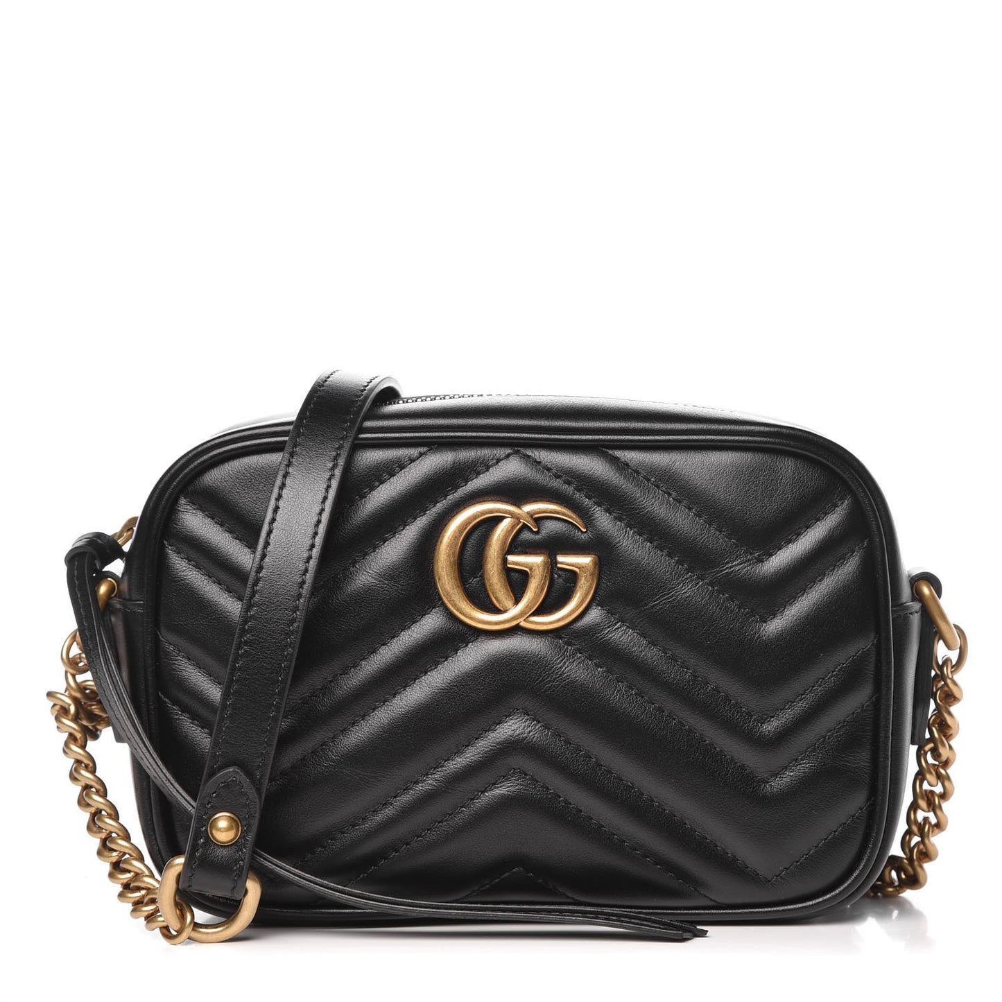 Calfskin Matelasse Mini GG Marmont Chain Shoulder Bag Black