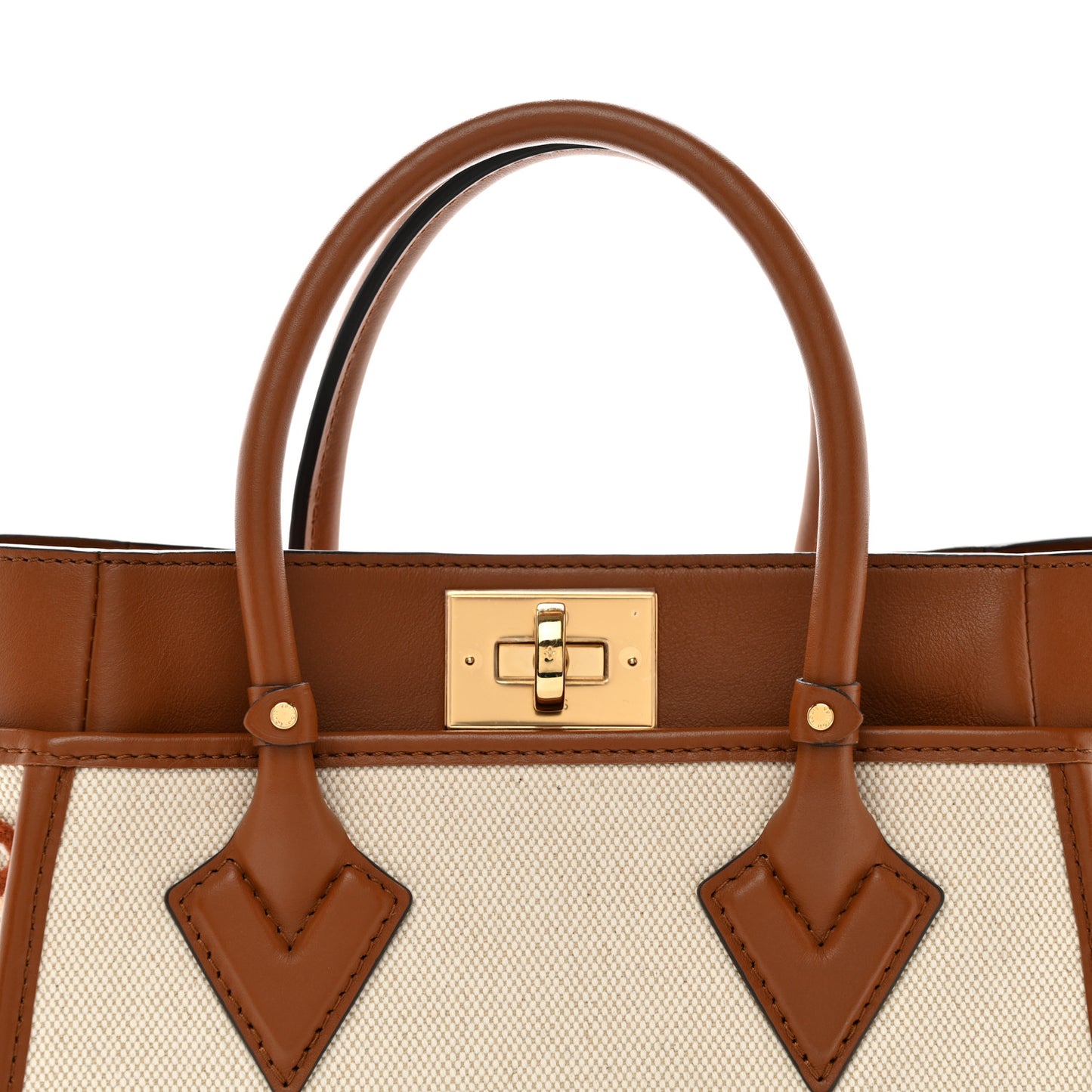 Canvas Calfskin Monogram On My Side PM Caramel Tan