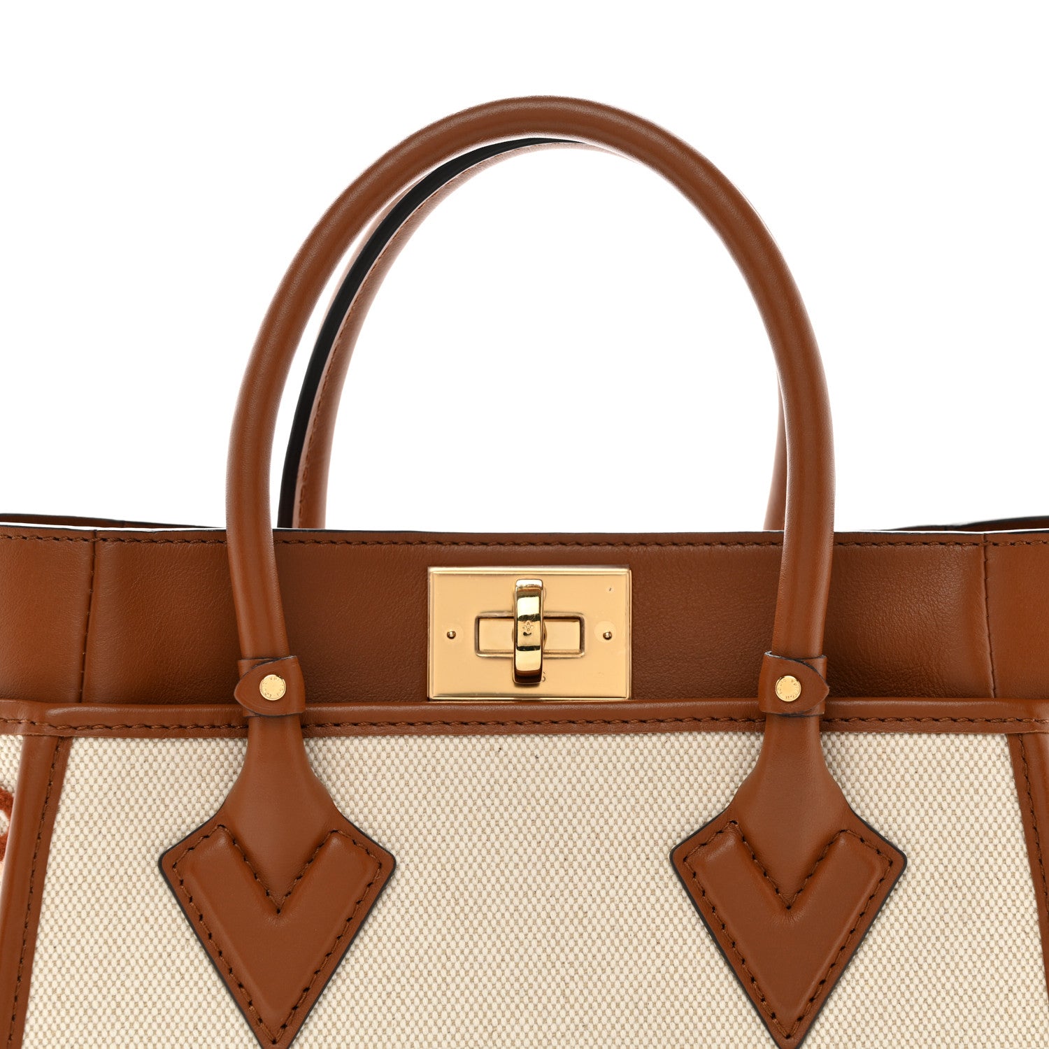 Louis Vuitton Canvas Calfskin Monogram On My Side PM Caramel Tan 7 of 9