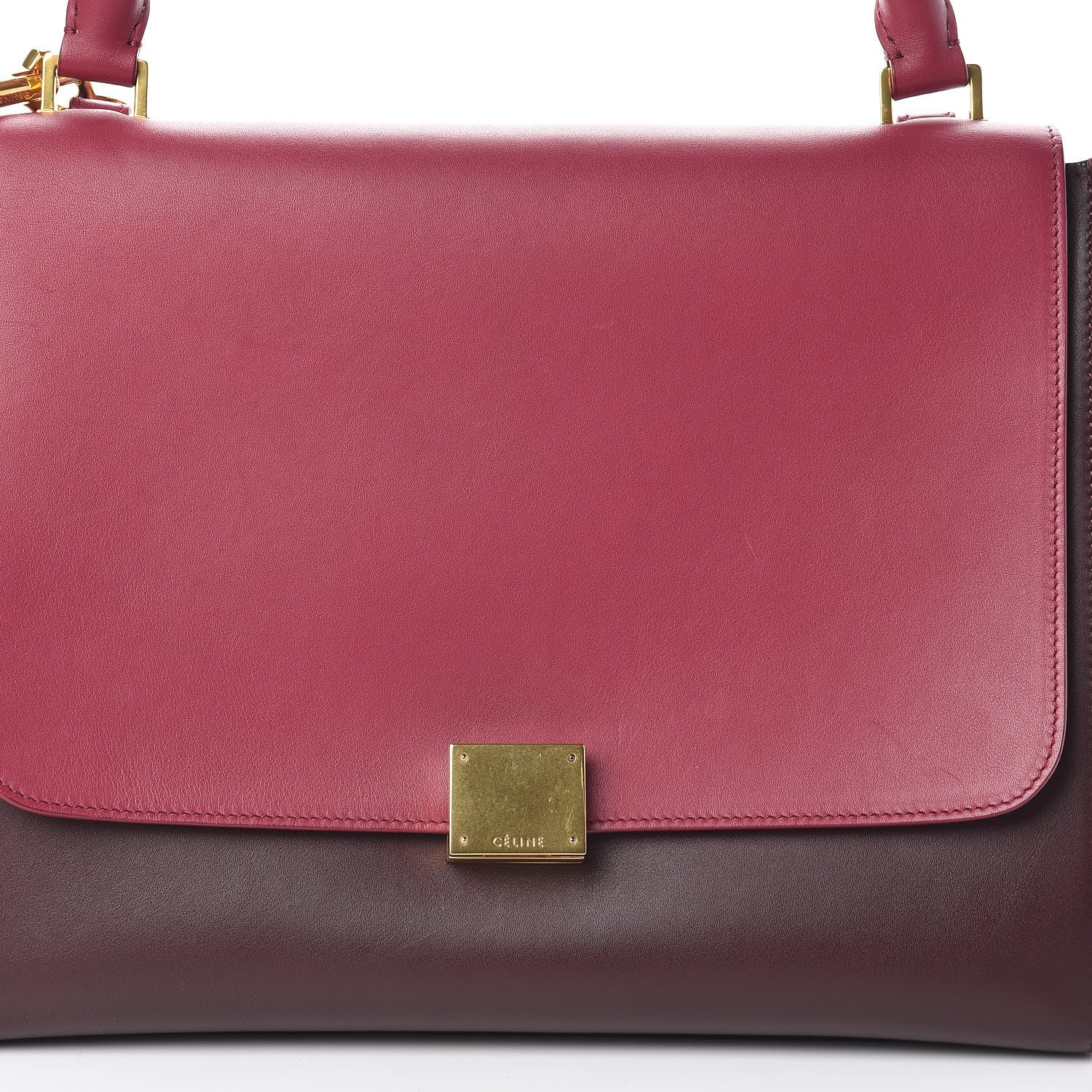 Celine Smooth Calfskin Medium Tri-color Trapeze Orchid Burgundy Tan 8 of 10