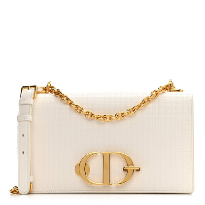 Christian Dior Patent Micro-Cannage 30 Montaigne Chain Flap Bag White 1 of 10