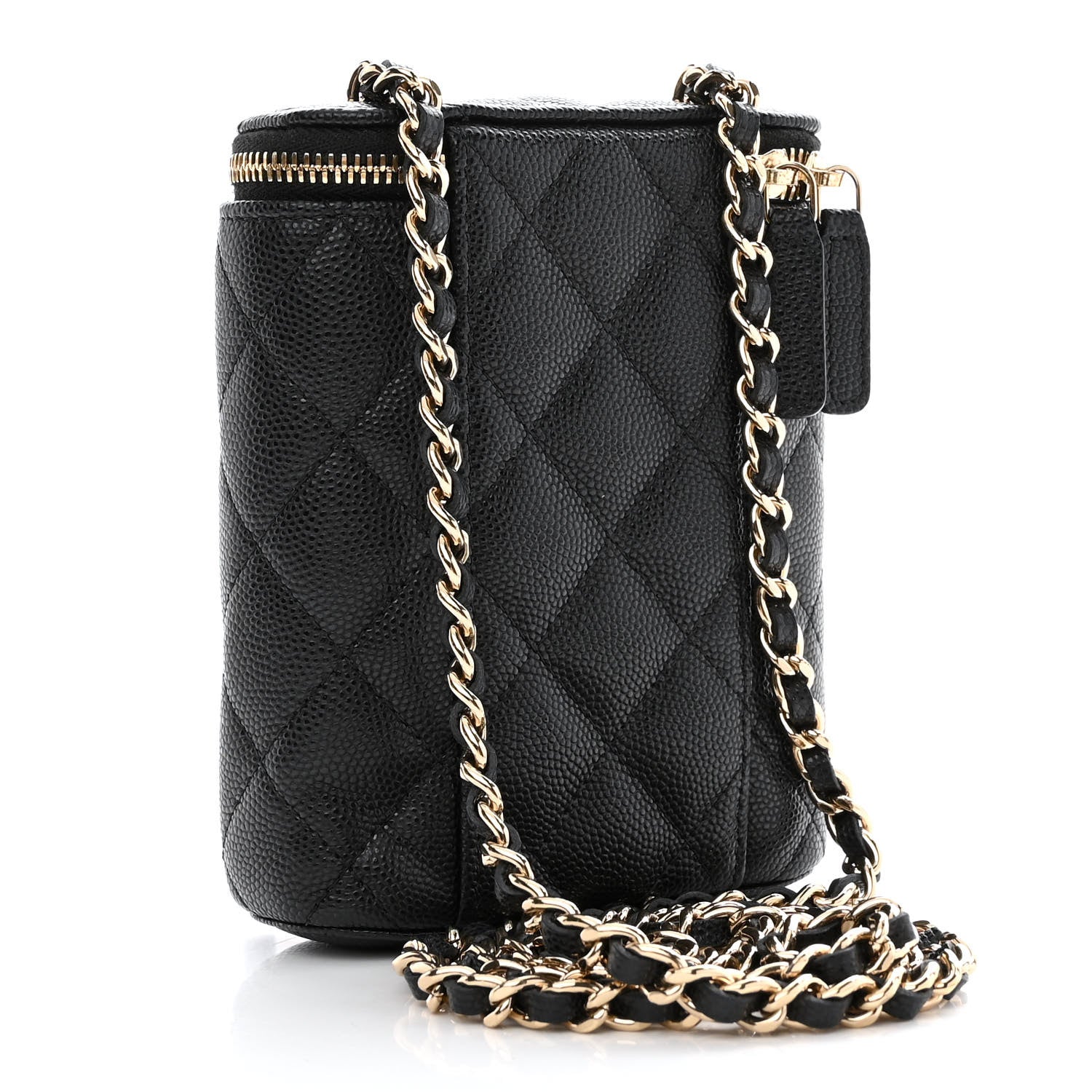 Chanel Caviar Quilted Small Vertical Coco Beauty Vanity Case With Chain Black 3 of 11