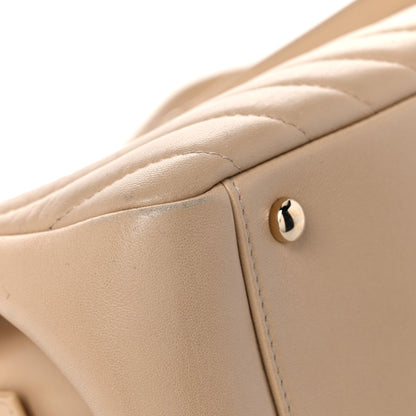 Chanel Lambskin Surpique Chevron Large Tote Beige 13 of 20