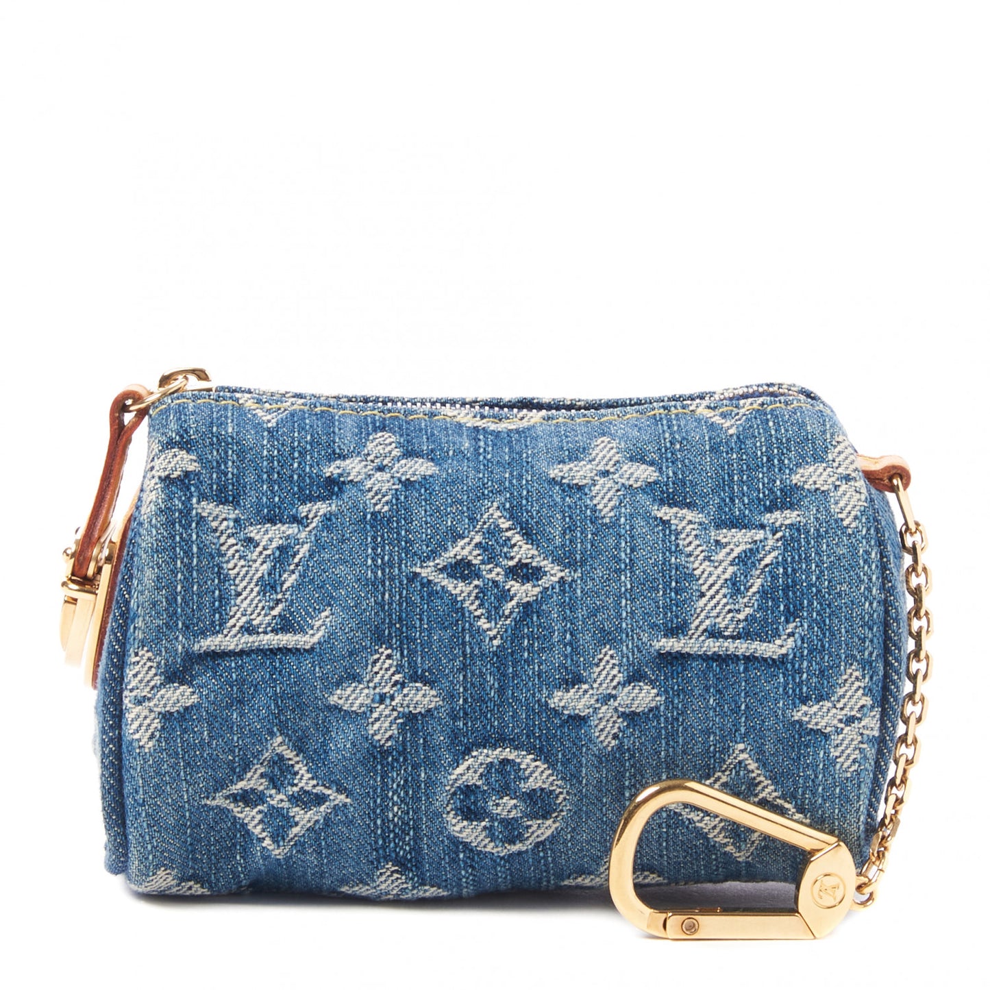 Monogram Denim Pochette Speedy PM Key Holder Blue