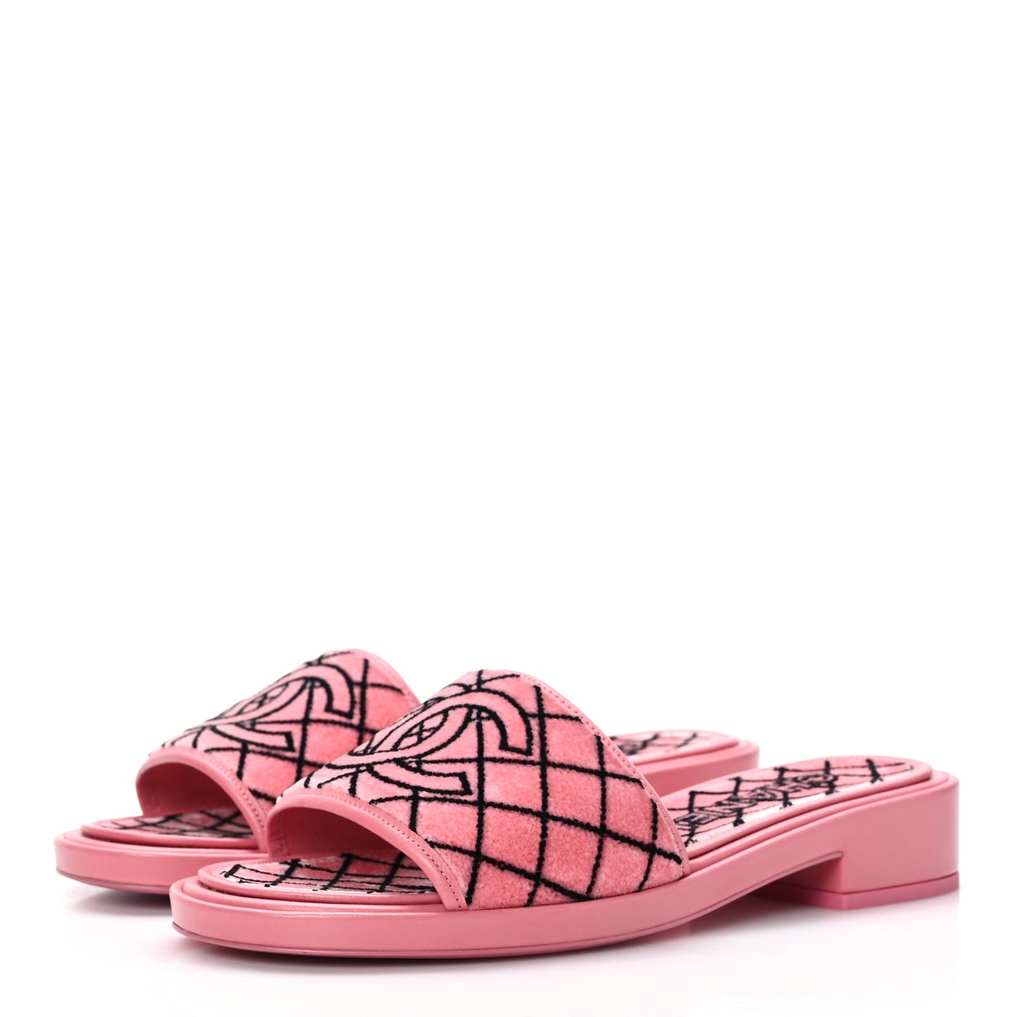 Shearling Quilt Print Quilt CC Mules 38 Pink