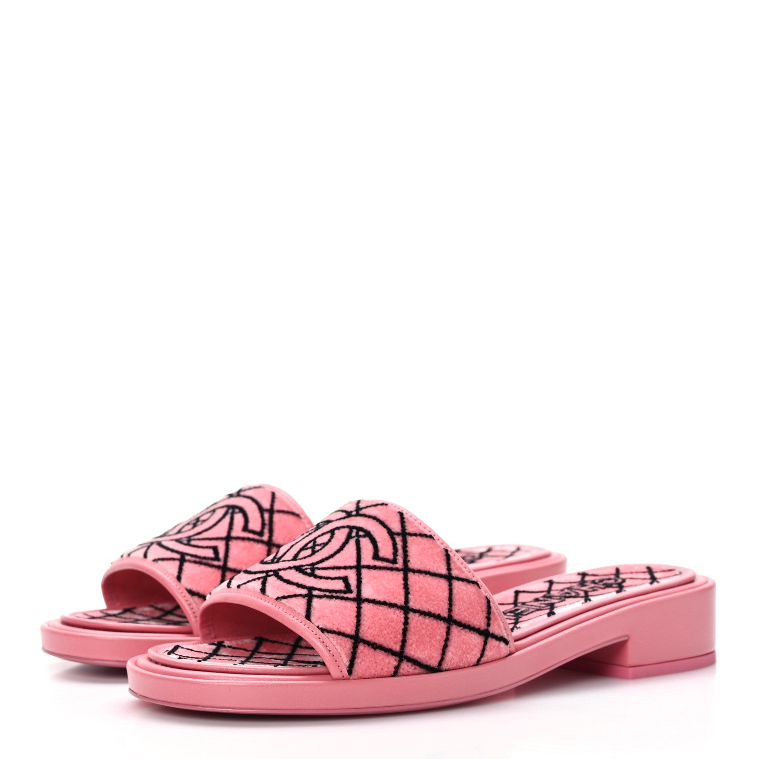Chanel Shearling Quilt Print Quilt CC Mules 38 Pink 3 of 8