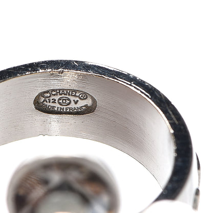 Chanel Crystal CC Ring 6.5 Silver Multicolor 4 of 5