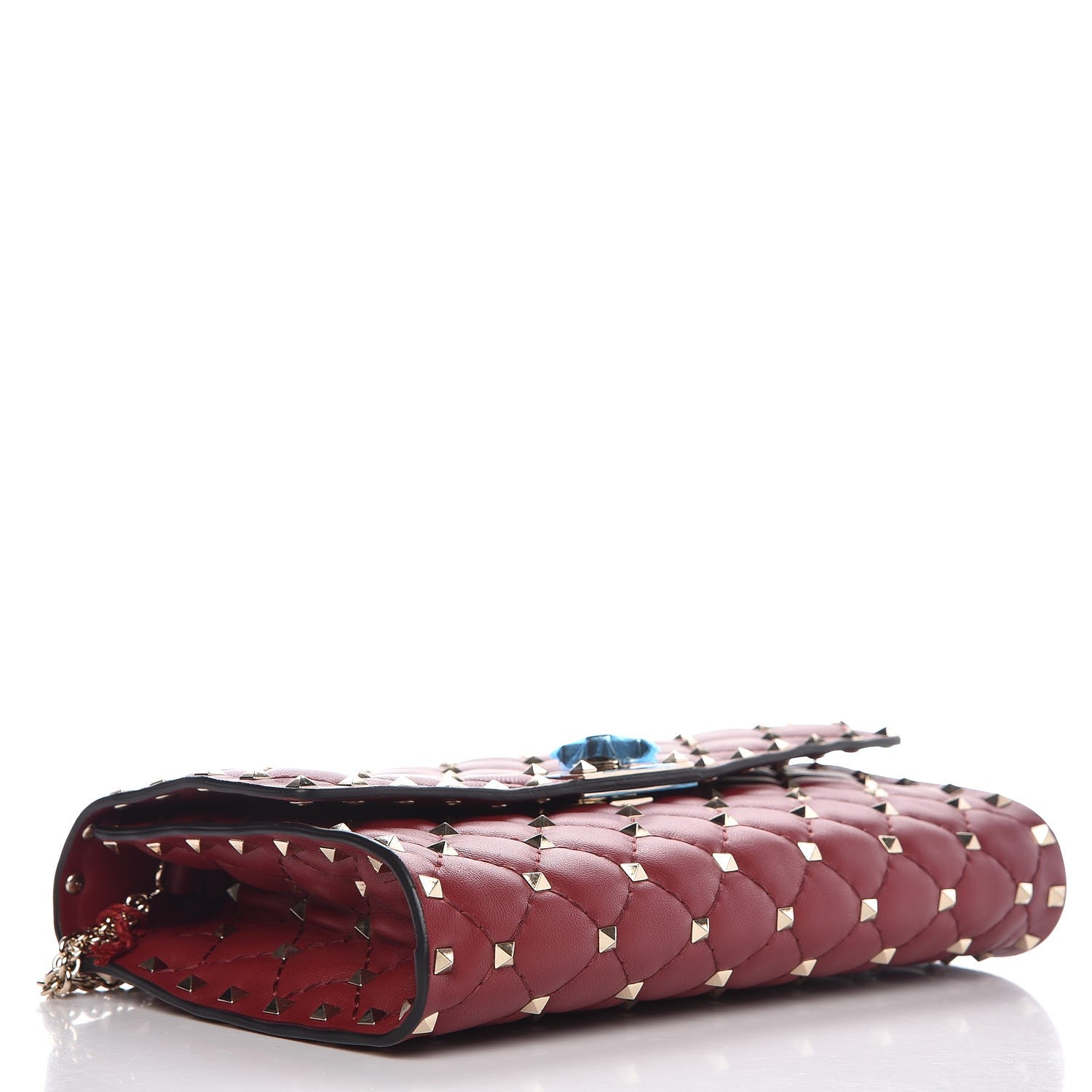 Valentino Garavani Nappa Rockstud Spike Wallet on Chain Rubino 7 of 12