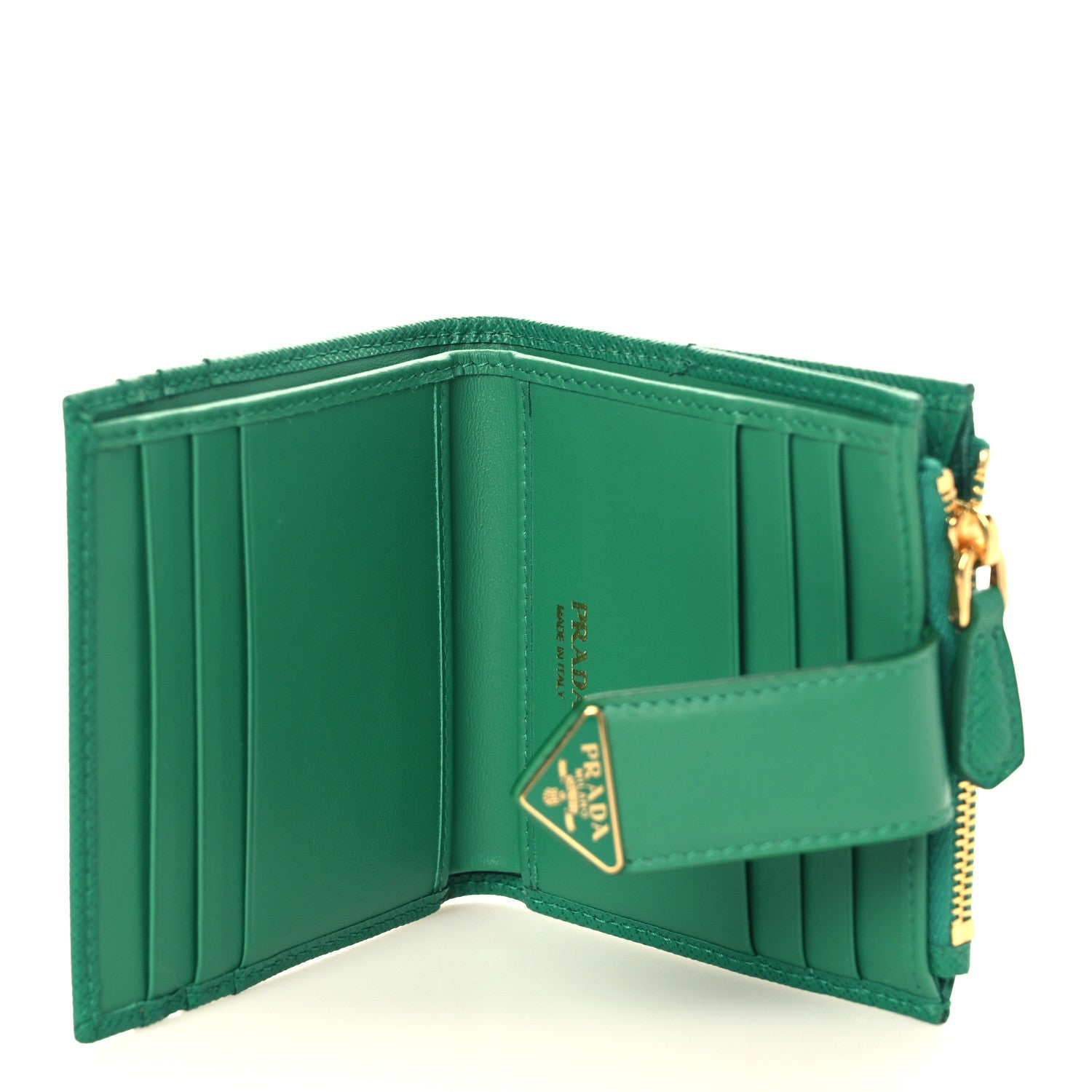 Prada Saffiano Small Triangle Wallet Mango 5 of 7