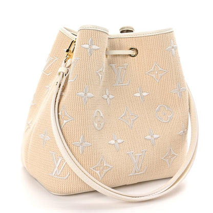 Louis Vuitton Cotton Monogram Embroidered Neonoe MM Beige White 3 of 14