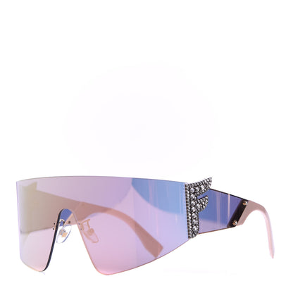 Fendi Mirrored Crystal Embellished FFreedom Shield Sunglasses FF 0382/S Pink 1 of 8