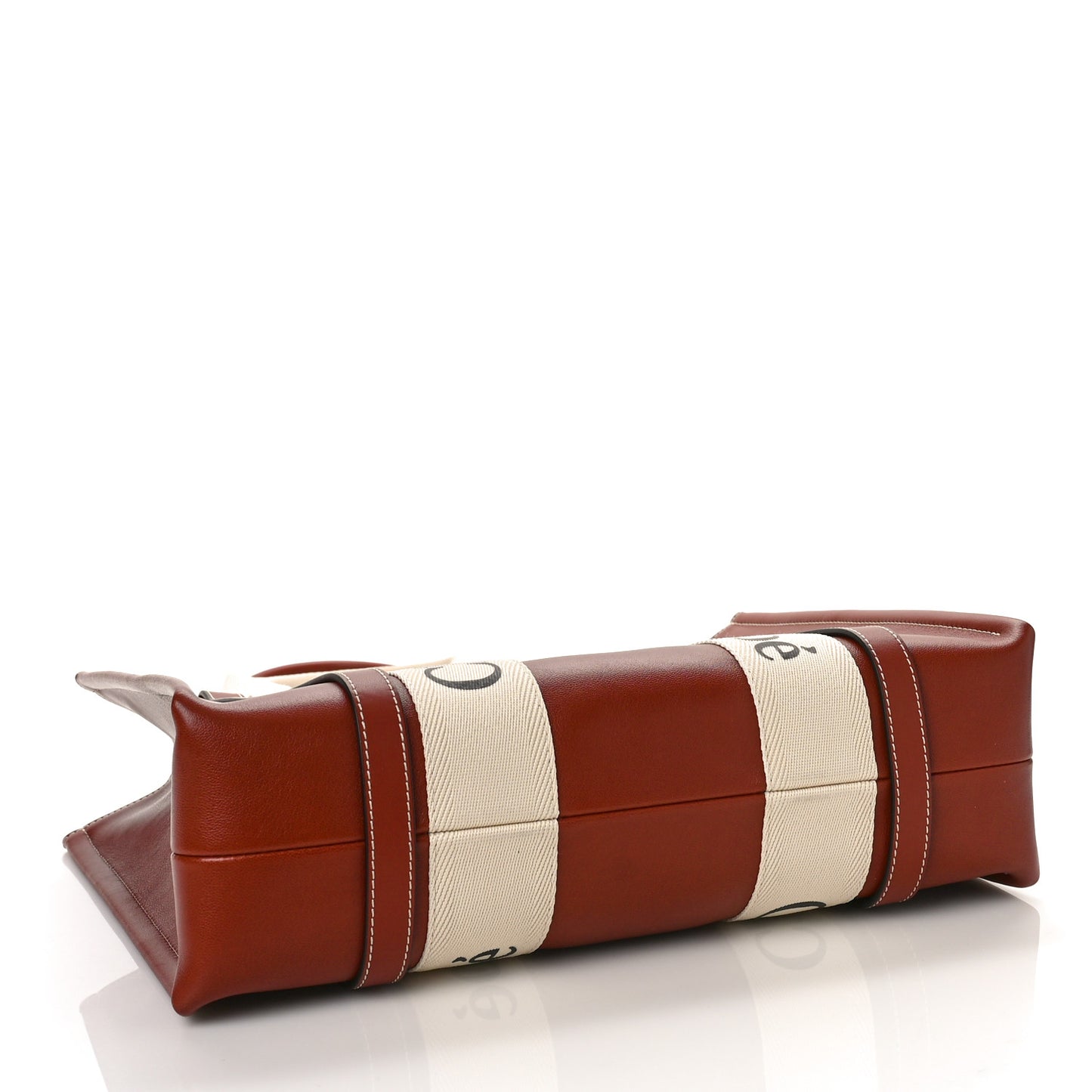 Calfskin Canvas Small Woody Tote Sepia Brown