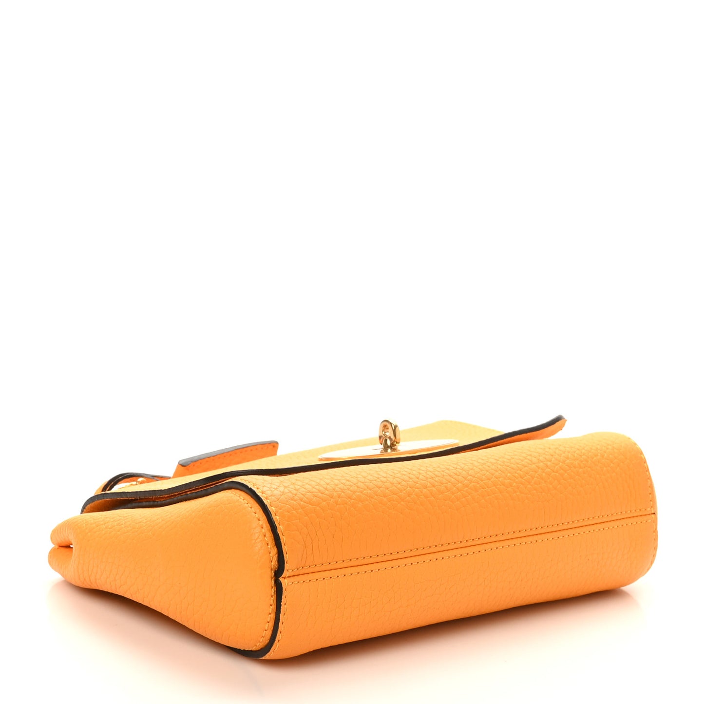 Small Classic Grain Calfskin Small Lily Flap Deep Amber