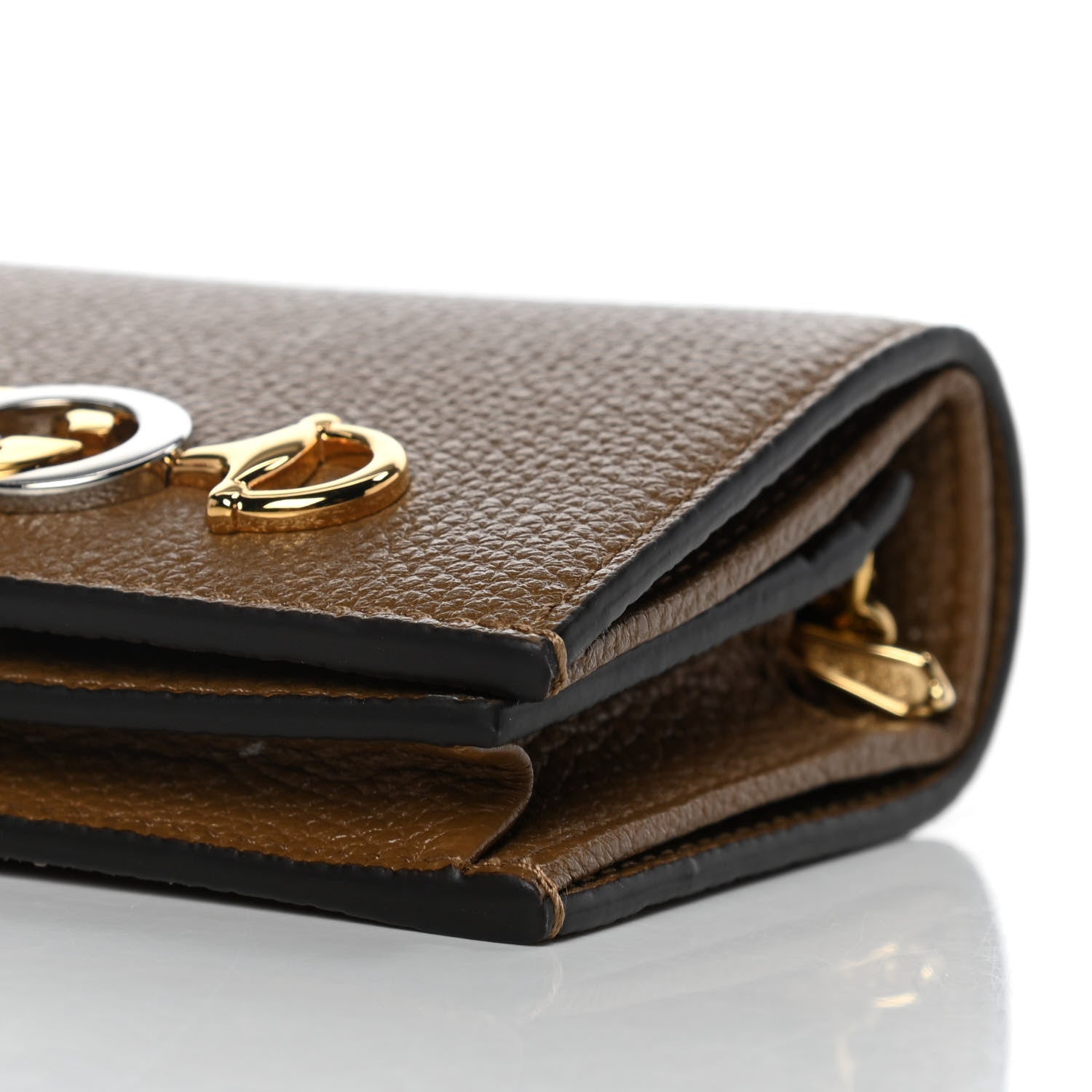 Gucci Grainy Calfskin Zumi Chain Card Case Wallet Friky Taupe 11 of 12