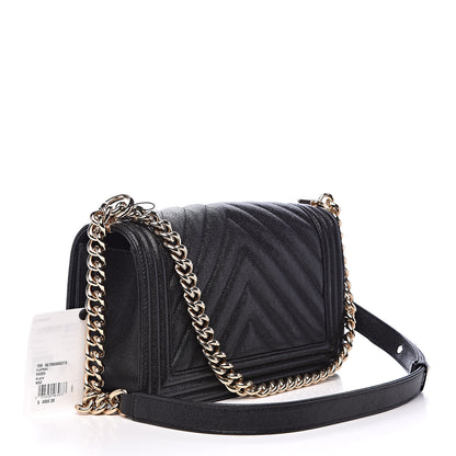 Chanel Caviar Chevron Quilted Medium Boy Flap Black 3 of 11