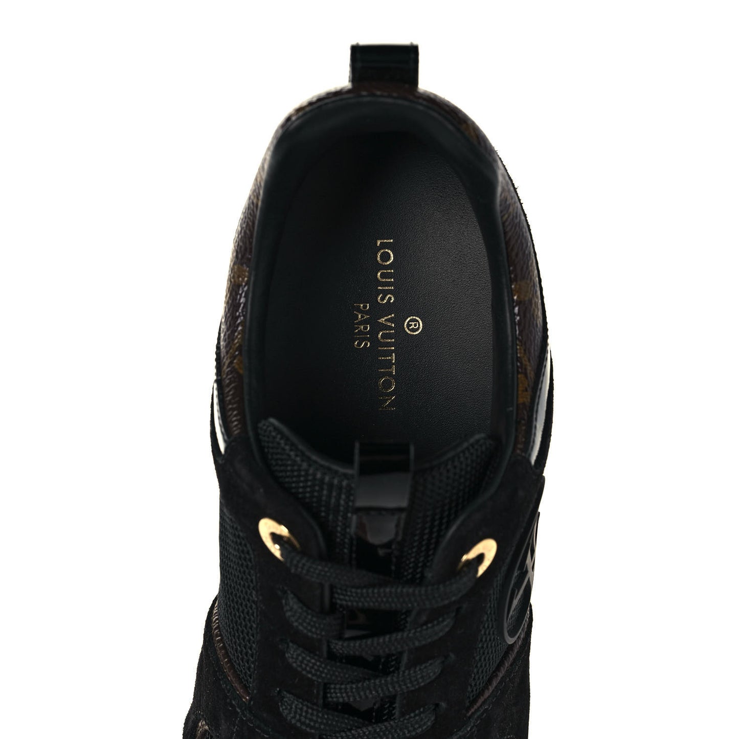 Suede Monogram Run Away Sneakers 35 Black