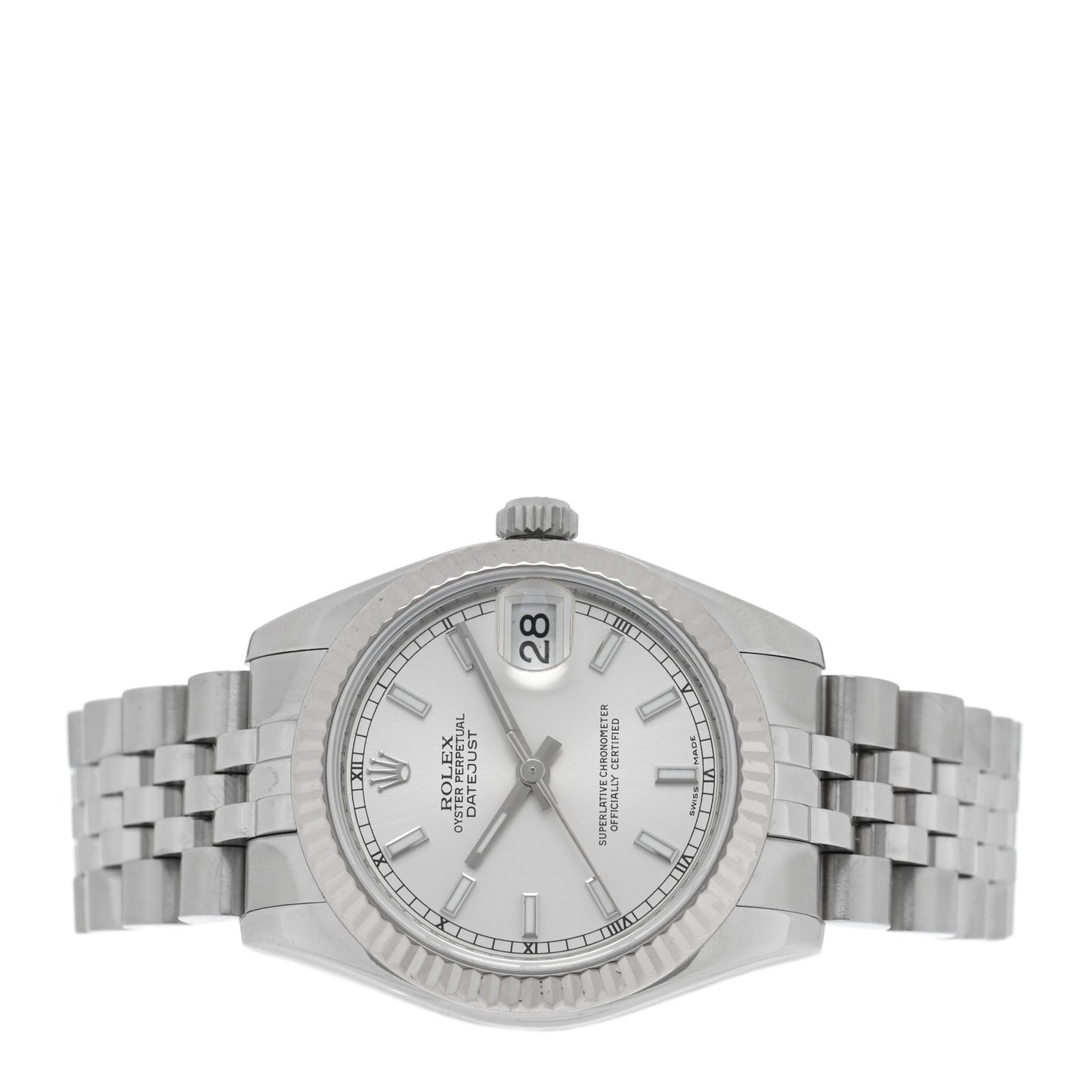 Stainless Steel 18K White Gold 31mm Oyster Perpetual Datejust Watch Silver 178274