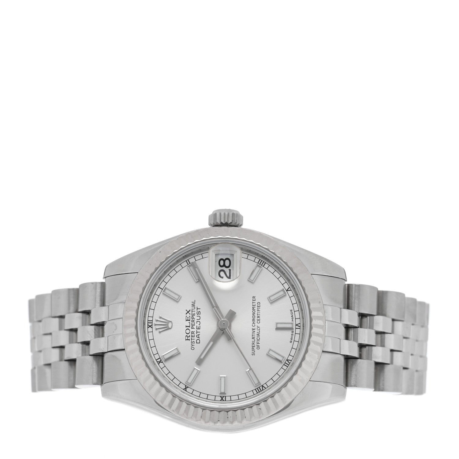 Rolex Stainless Steel 18K White Gold 31mm Oyster Perpetual Datejust Watch Silver 178274 2 of 4