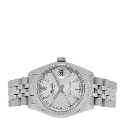 Rolex Stainless Steel 18K White Gold 31mm Oyster Perpetual Datejust Watch Silver 178274 2 of 4