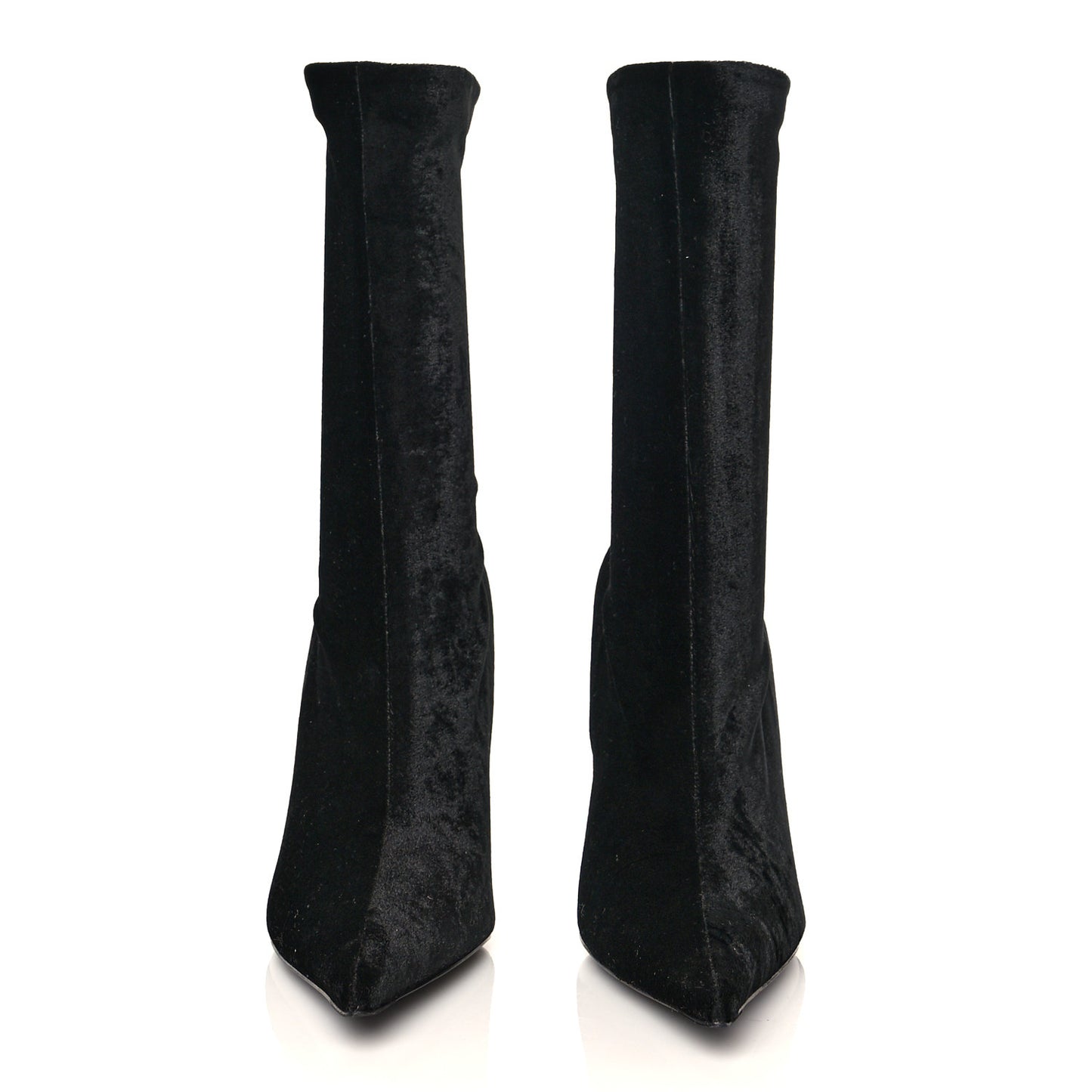 Velvet Spandex Extreme Pointed Toe Knife Ankle Boots 41 Black