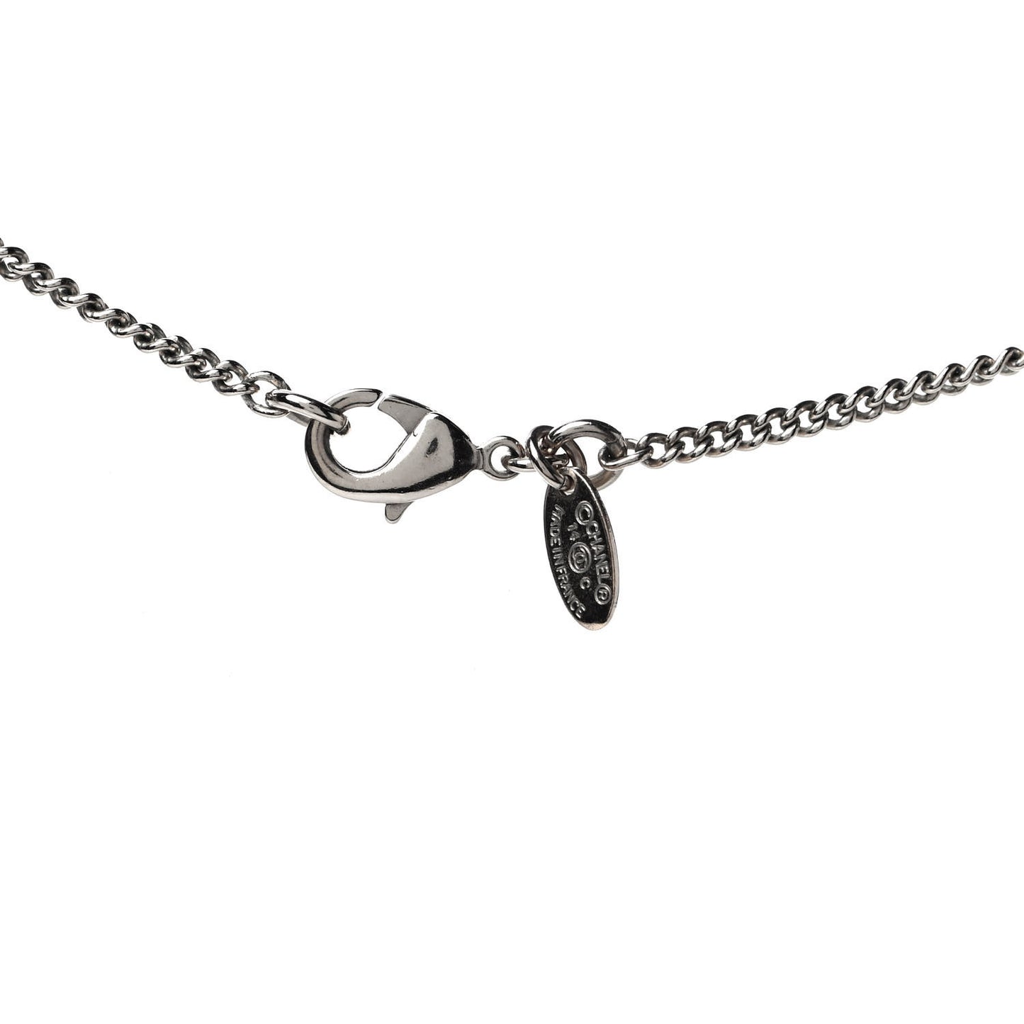 Enamel Pearl CC Baroque Drop Necklace Black Gold