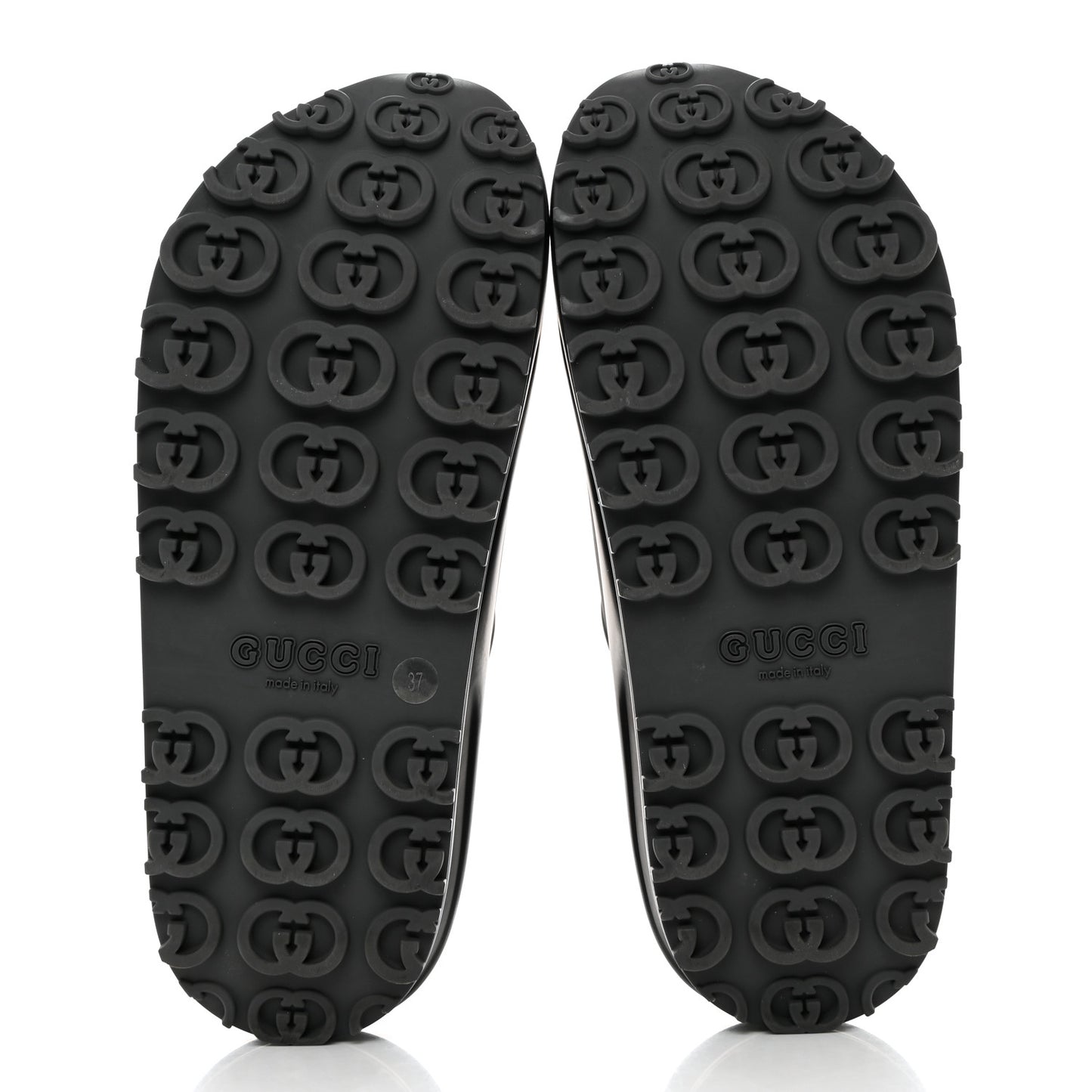 Soft Rubber Womens Interlocking G Platform 42mm Slide Sandals 37 Black